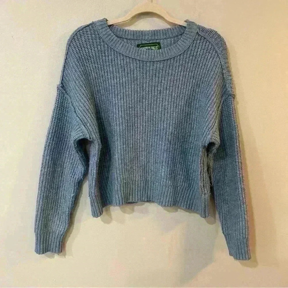 American Eagle Blue Chunky Knit Crewneck Sweater - Picture 1 of 4
